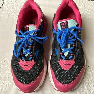 PUMA R System Pink, Black, & Blue Sneaker